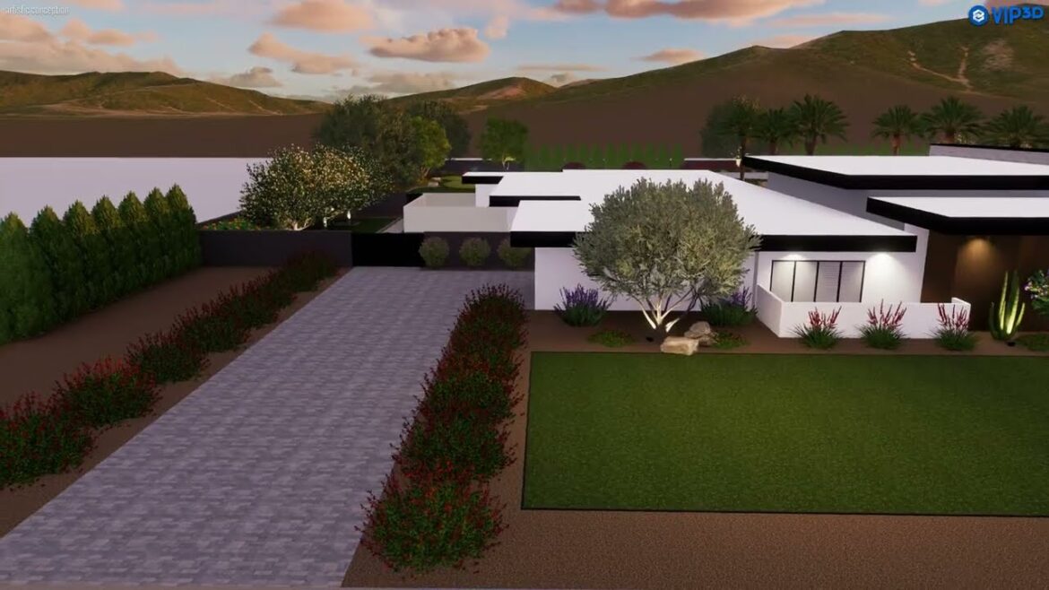 Modern Front Yard Landscape Design | Gilbert, Arizona | Contemporary Luxury Curb Appeal - BAKER