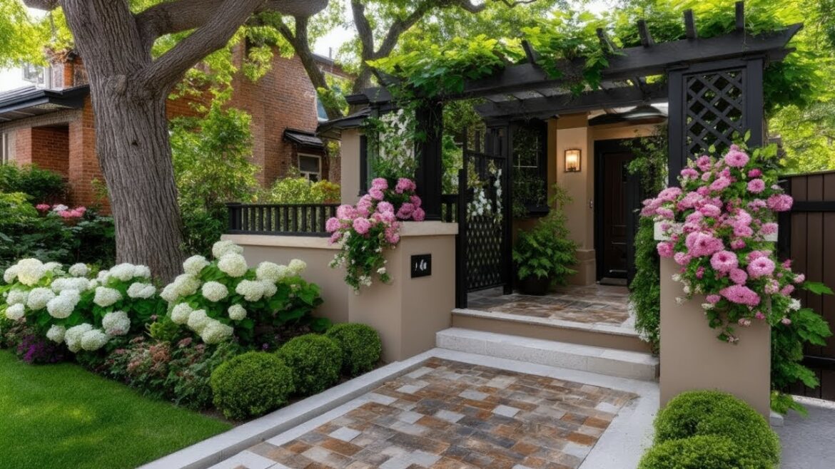 Enchanting Small Front Yard Landscaping | Elegant Garden Entryway with Arches & Gates