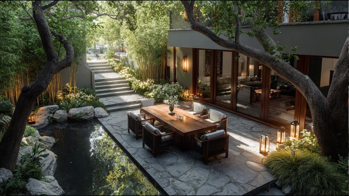 Modern Concrete & Wood Garden Design  Minimalist Outdoor Living | Design ideas