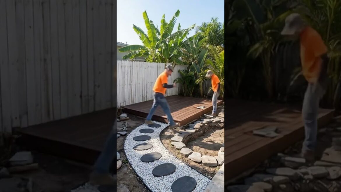 Backyard transformation complete! 🌿💡 Worth every hour #backyardgoals  #pondlife  #gardendesign