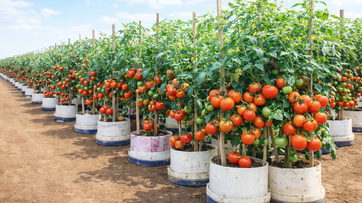 Balcony Tomato Garden Using Plastic Containers for Fresh Fruit