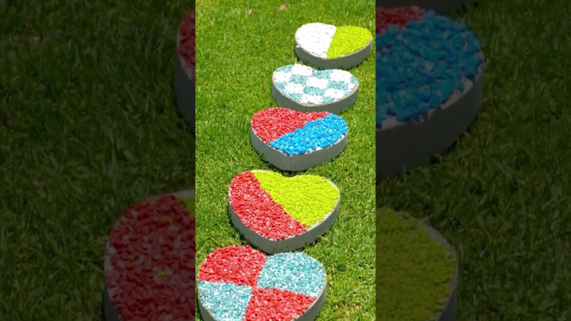 Make stylish garden tiles for cheap! 🧱✨ #diy #backyard