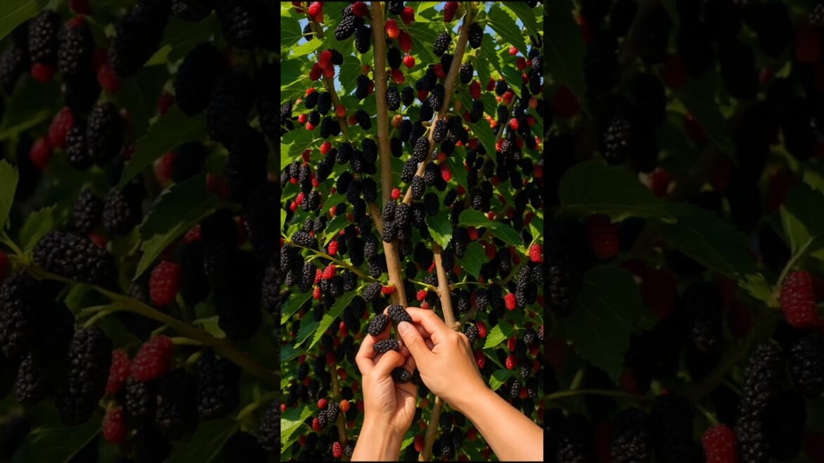 Delicious Mulberry fruit harvesting #satisfying #fruit #shorts