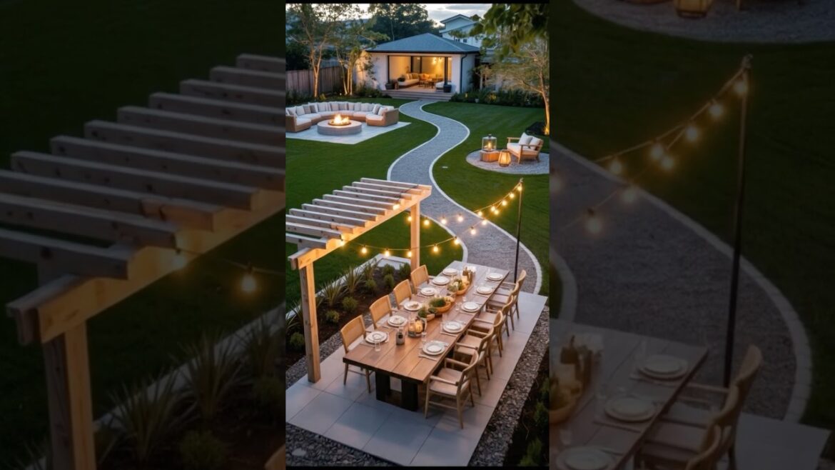 Luxury Backyard Makeover 🔥 Pergola + Fire Pit + Patio (Before → After) #shorts Luxury Backyard Makeover 🔥 Pergola + Fire Pit + Patio (Before → After) #shorts