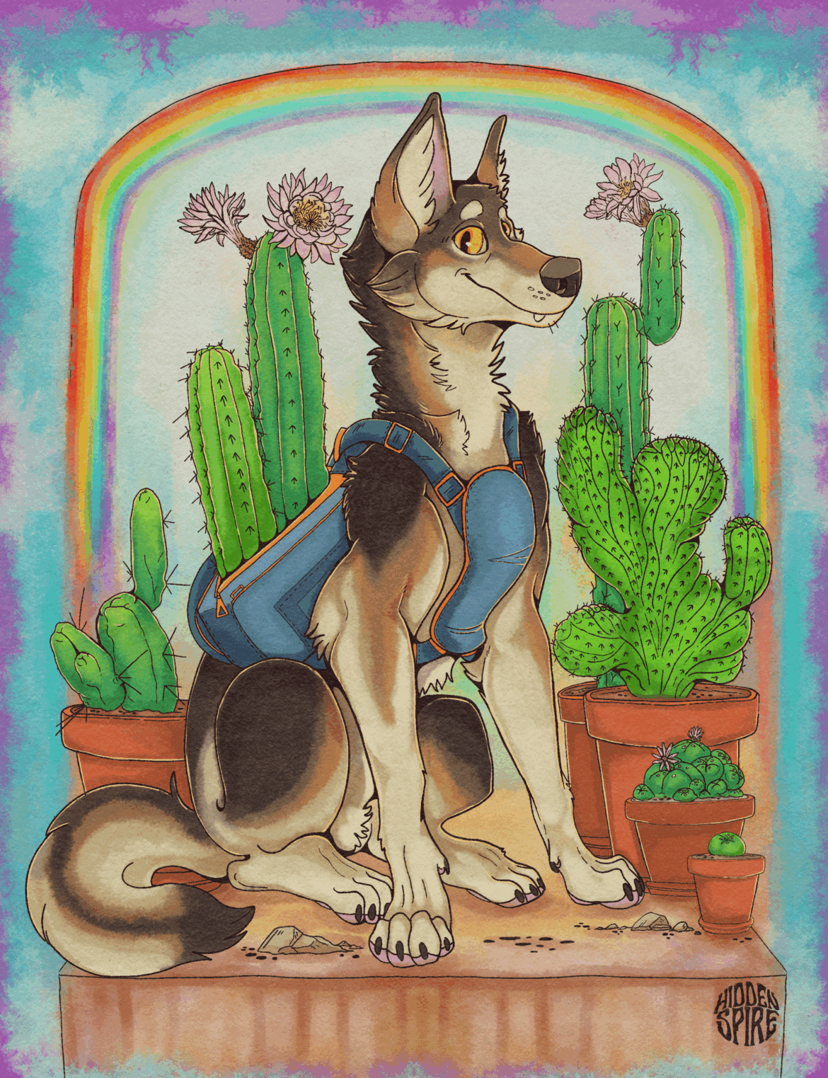 I love trichs/lophs and my favorite animal are coyotes, so I drew this 😊🌵🌈 I love trichs/lophs and my favorite animal are coyotes, so I drew this 😊🌵🌈