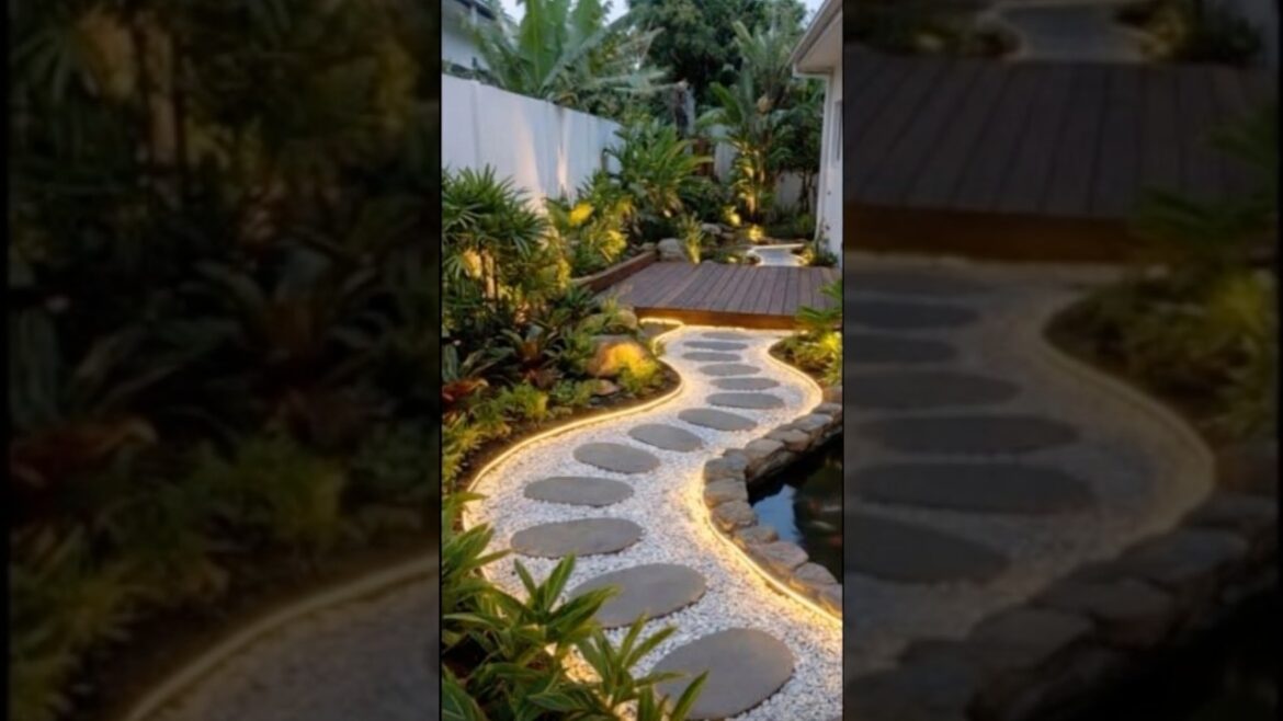 From messy backyard to a stunning oasis with a koi pond and deck! #BackyardMakeover #Landscaping