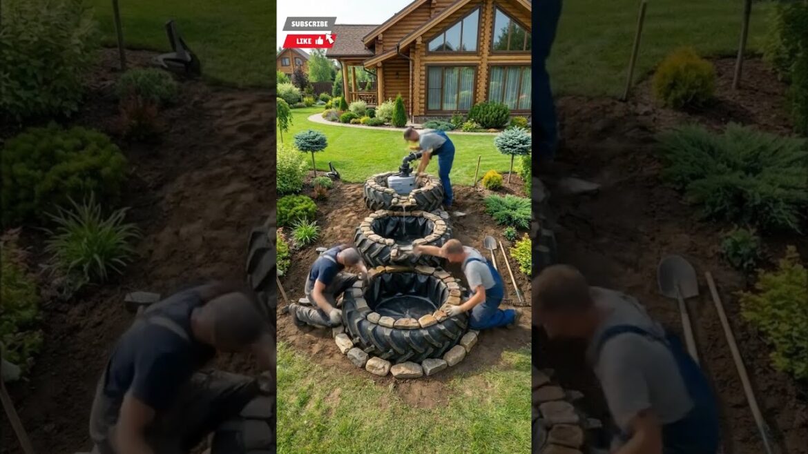 TIRE POND HACK: Building a Tiered Waterfall!