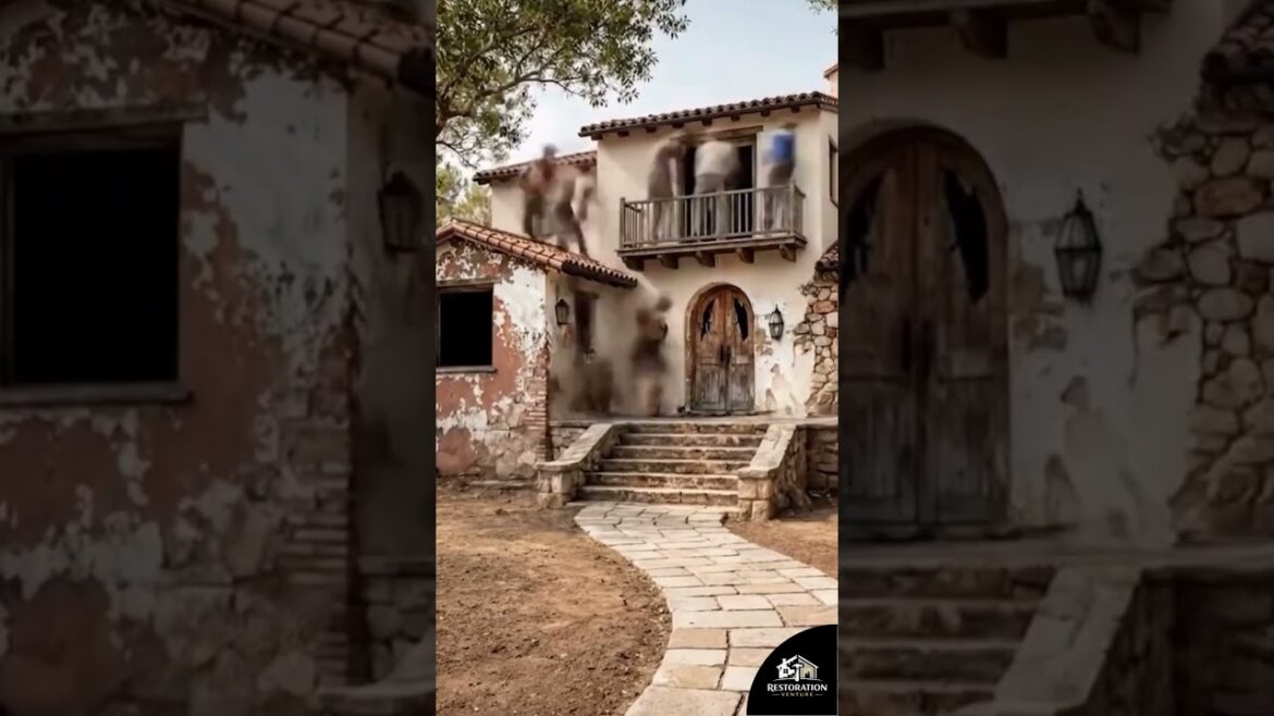 🏡🌅 Elegant Mediterranean Style Home Entrance with Warm Lights & Garden Path ✨🌿 #viral #home #design