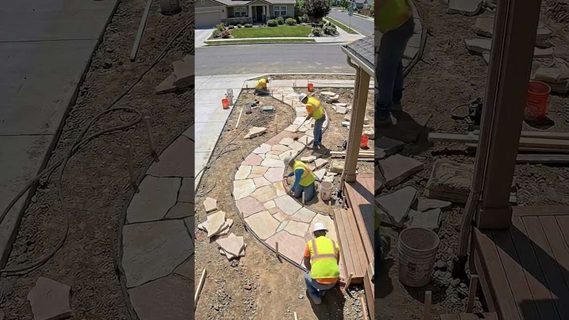 You won’t believe this elegant family entry path #satisfying #curbappeal