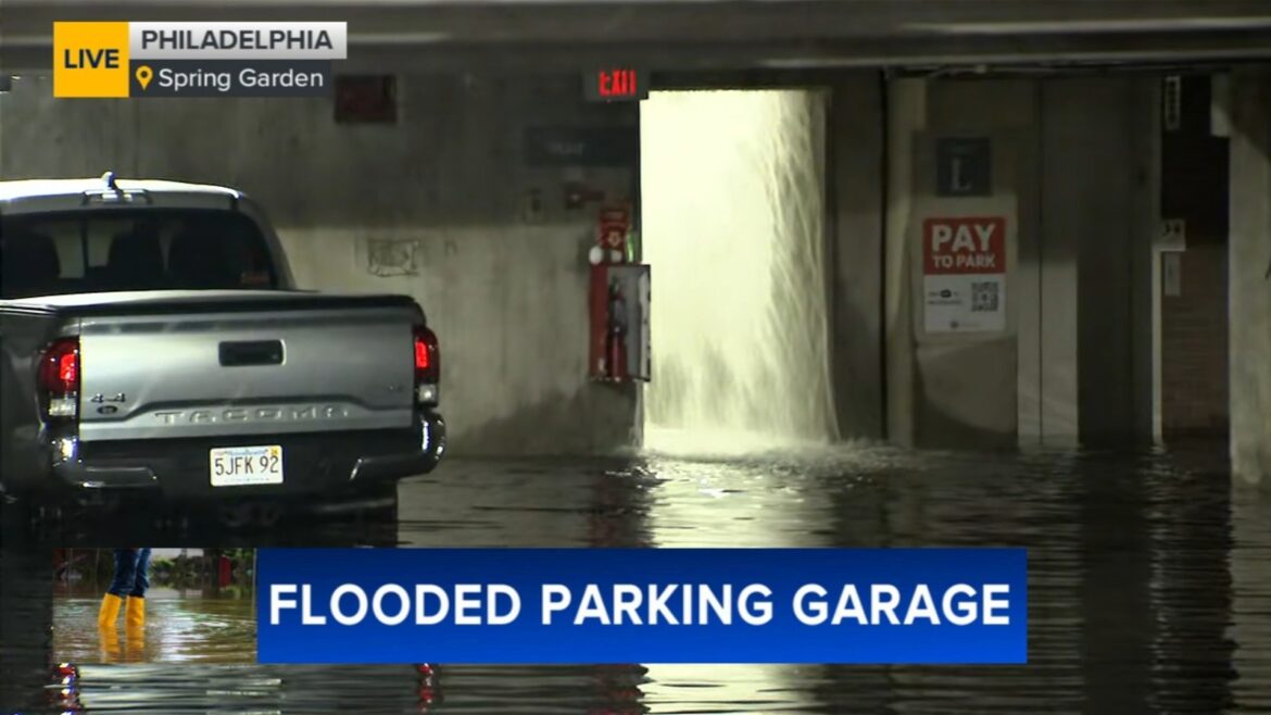 Water floods parking garage in Spring Garden, submerging nearly 20 vehicles Water floods parking garage in Spring Garden, submerging nearly 20 vehicles