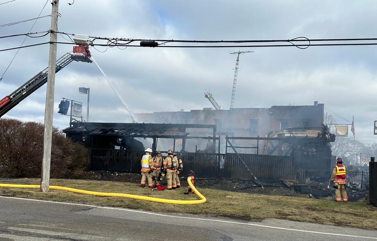Firefighters put out a fire that started in a beer garden in the Curve Inn in Southern View.