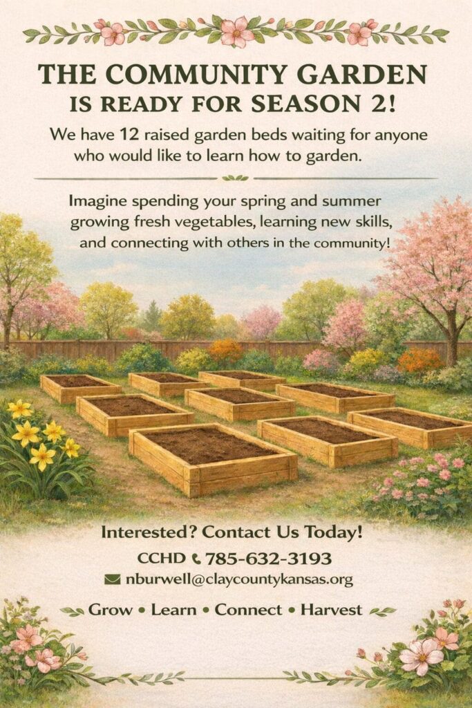 CLAY COUNTY HEALTH DEPARTMENT NOW ACCEPTING SIGN-UPS FOR COMMUNITY GARDEN BEDS CLAY COUNTY HEALTH DEPARTMENT NOW ACCEPTING SIGN-UPS FOR COMMUNITY GARDEN BEDS