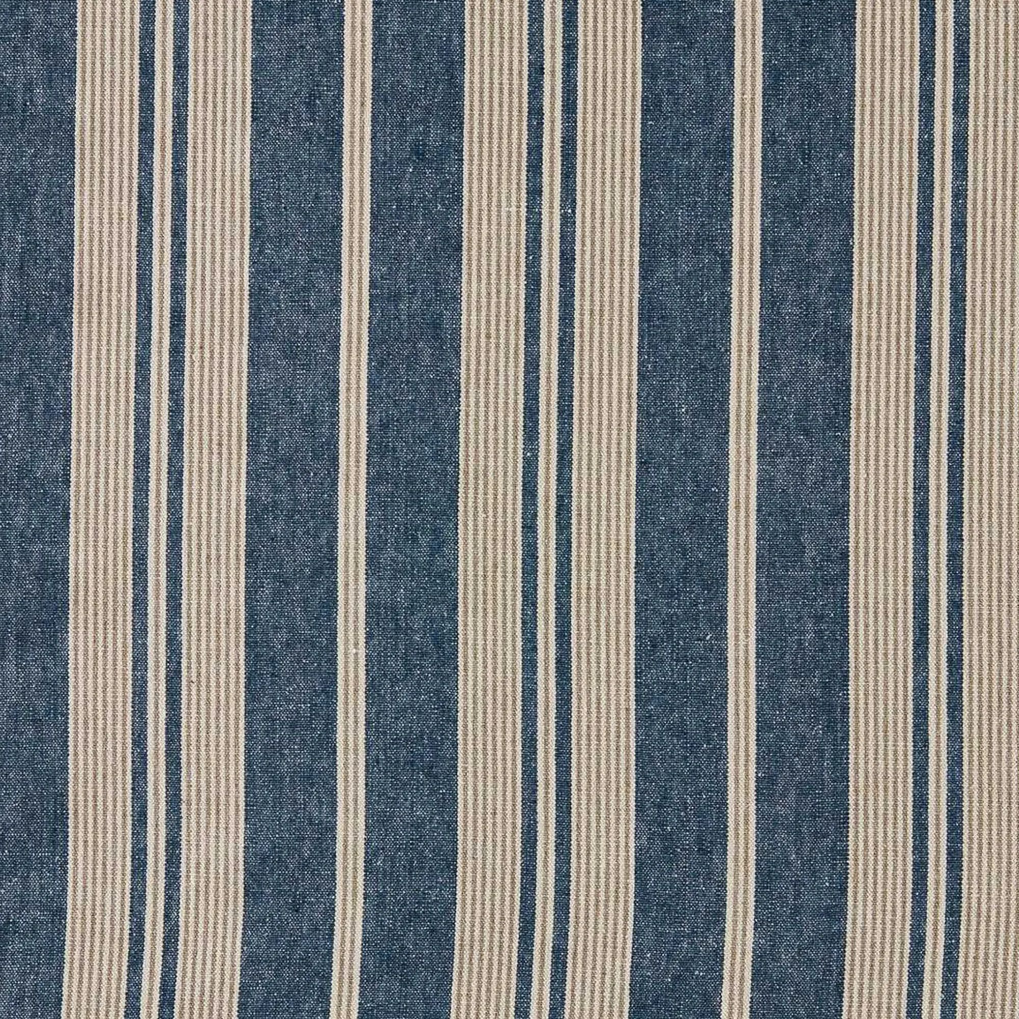 Blue and white striped fabric