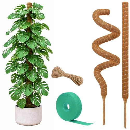 Craft911 Moss Pole Monstera Plant Support &ndash; 2 Pack 28&rdquo; Bendable Moss Pole Monstera Plant Support, Plant Stakes for Indoor Plants, Tall Plant Sticks Support for Climbing Plants