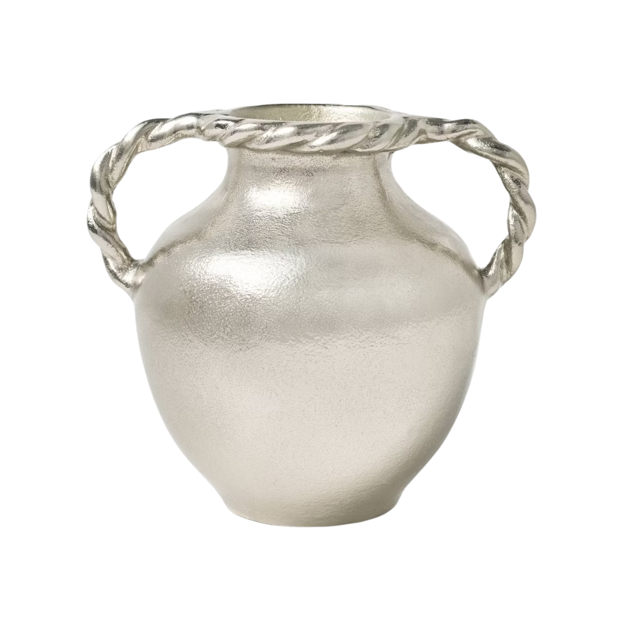 a silver flower vase