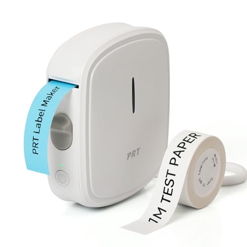 Prt Label Maker Machine With Tape, Portable Bluetooth Label Printer, Handheld Sticker Maker With Multiple Templates for Home, School, Office Organization, Waterproof Storage Barcode Label- White
