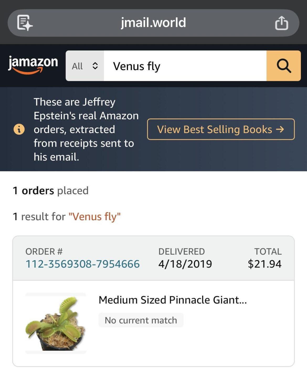 Venus Fly Trap is in the Epstein files