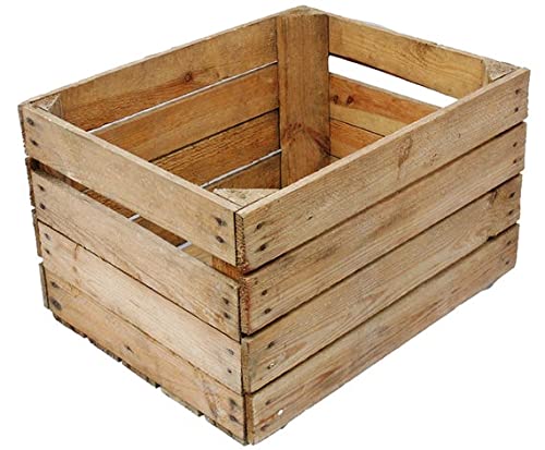 Wooden Crate Genuine Rustic Used Look Apple Crate - Genuine Uk Seller : Vintage Apple Crates (premium Grade Natural Rustic)
