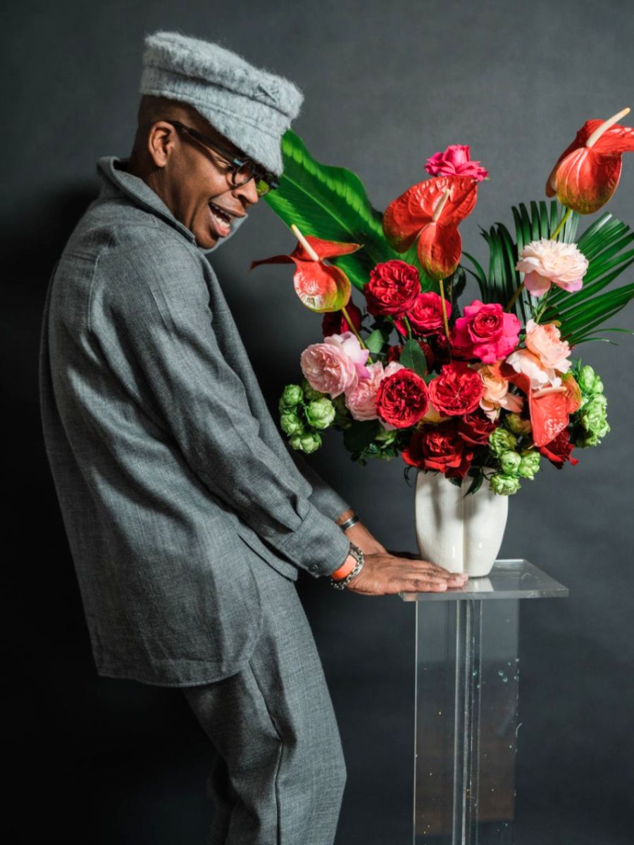 Caanan Marshall with a colorful piece