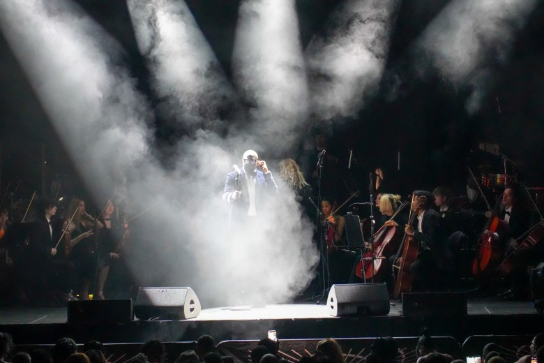 The stage fills with theatrical fog during Nu Look’s performance at the Infosys Theatre in Madison Square Garden on Saturday, February 14, 2026, in Manhattan. Photo by Fredner Cayemitte / The Haitian Times.
