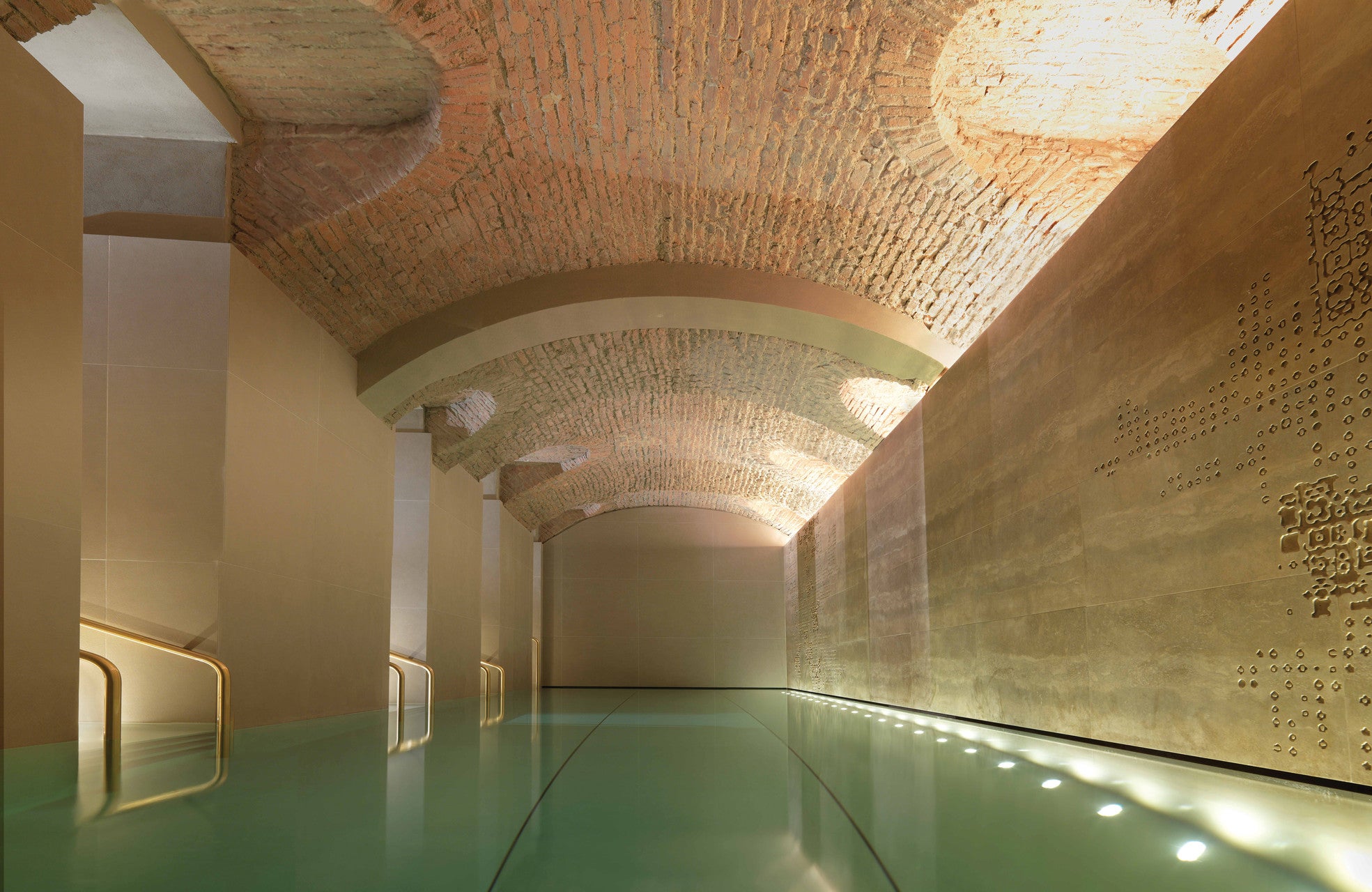 The spa swimming pool can be found in the historic convent cellars
