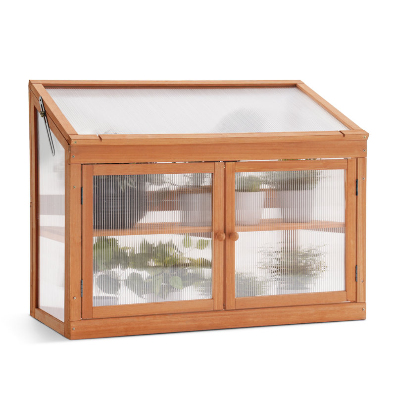 Mcombo 35.4" W X 14.6" D 2-Tier Wooden Cold Frame Garden Greenhouse &amp; Reviews | Wayfair