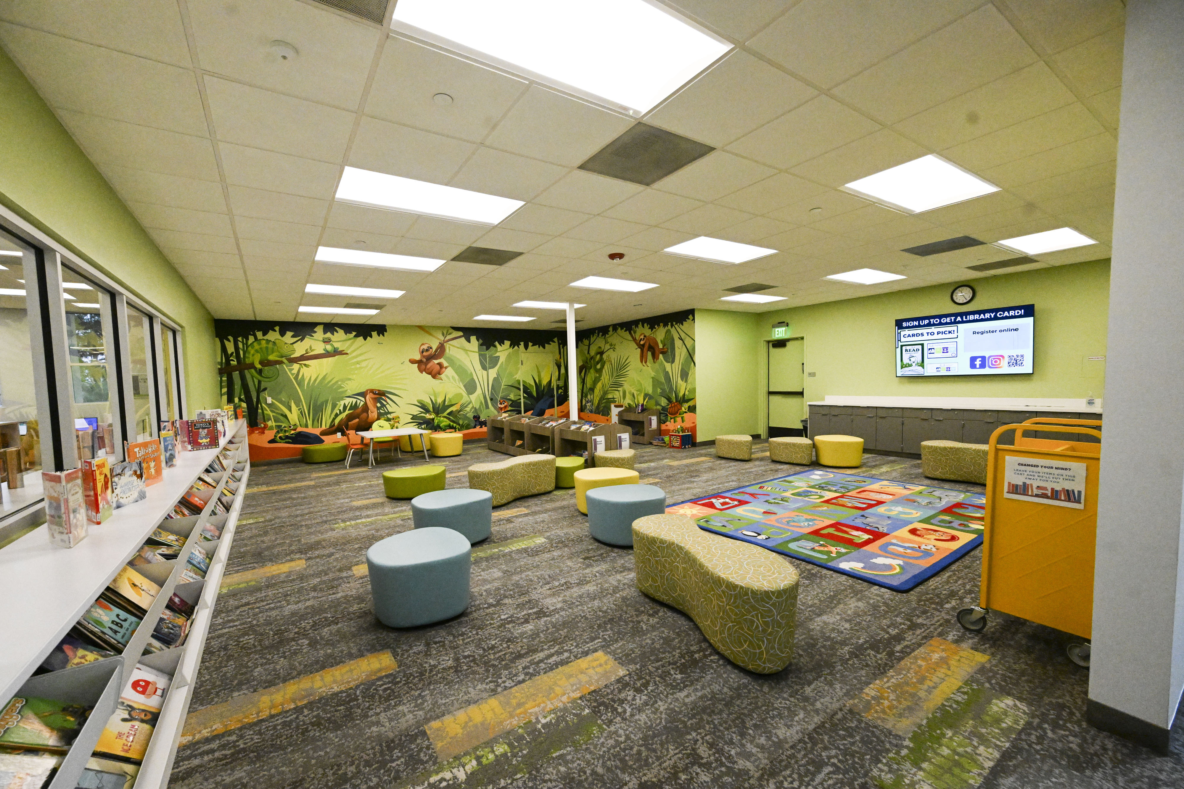 The childrenâs storytime room is seen Tuesday, Feb. 17, 2026,...