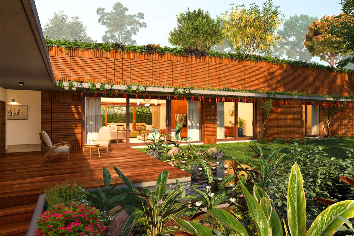 Render of a house with a garden