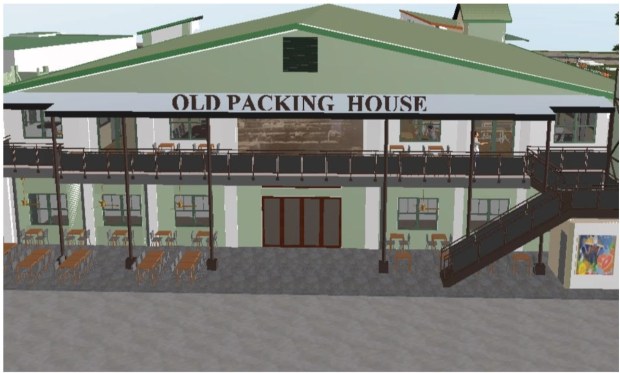 A rendering of what the east side of Winter Garden's old citrus packing plant will look like after renovations are completed. The properties that make up the development are located at 1061, 1063 and 1065 Tildenville School Road. Developer Gary Hasson plans to convert the five existing buildings into a mixed-use project. (Courtesy of City of Winter Garden)
