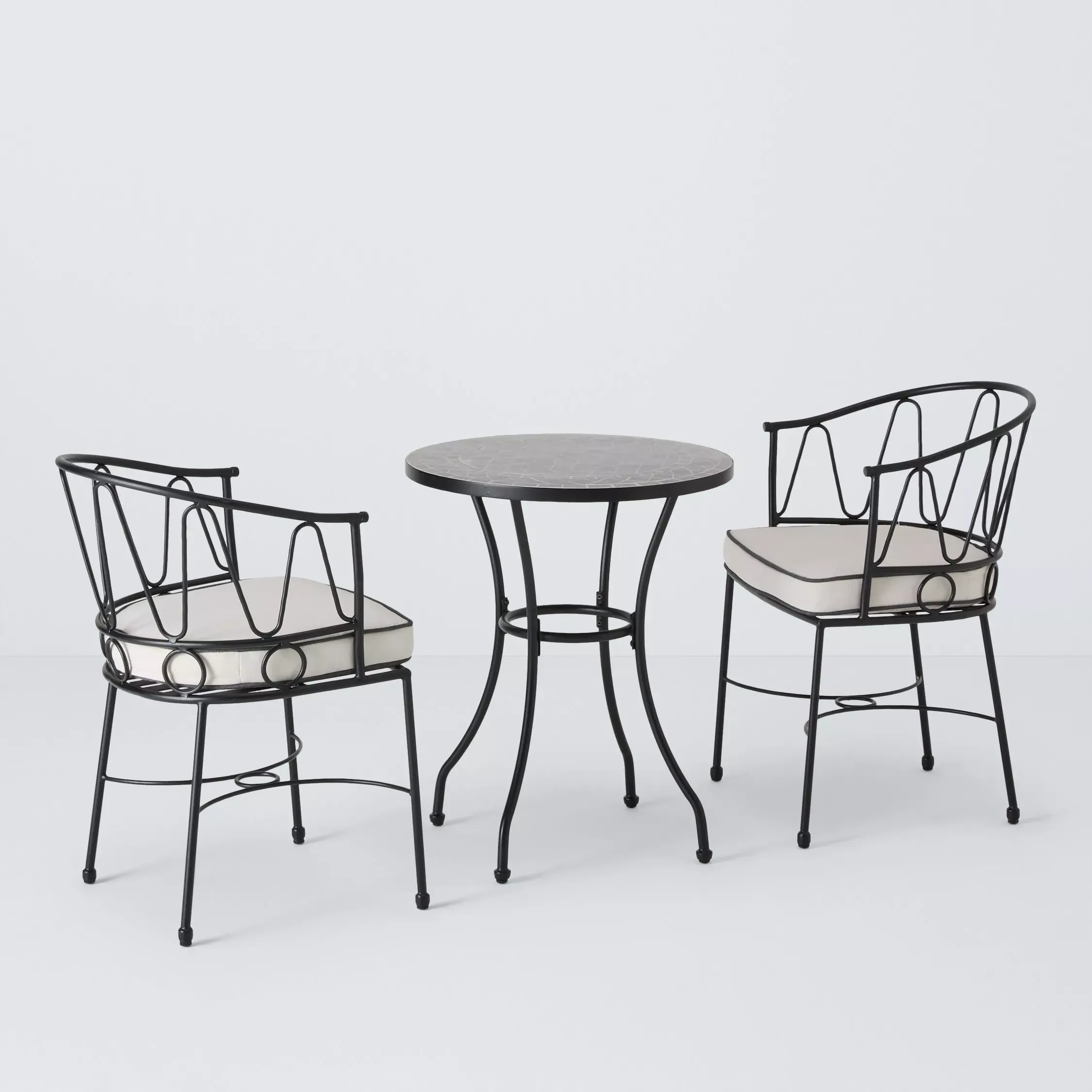 John Lewis Solara Metal 2-Seater Garden Bistro Table &amp; Chairs Set, Black