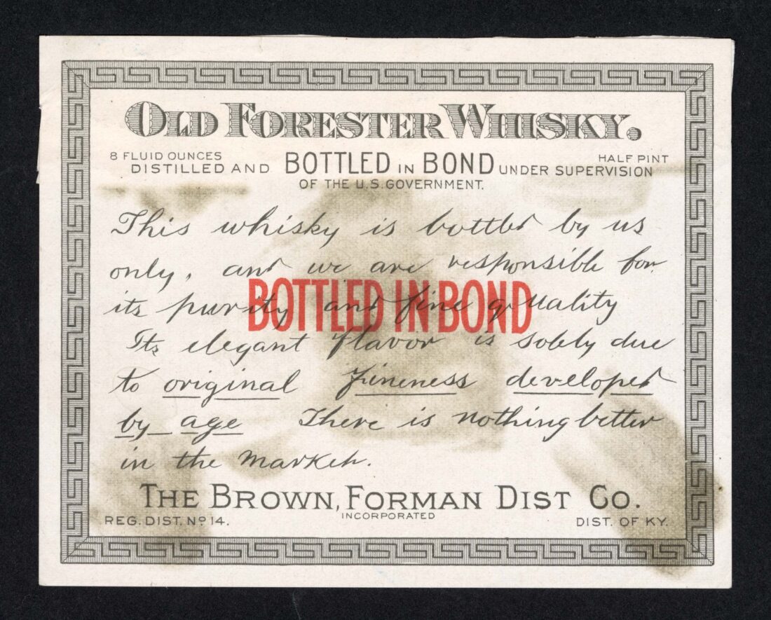A bottled in bond certificate