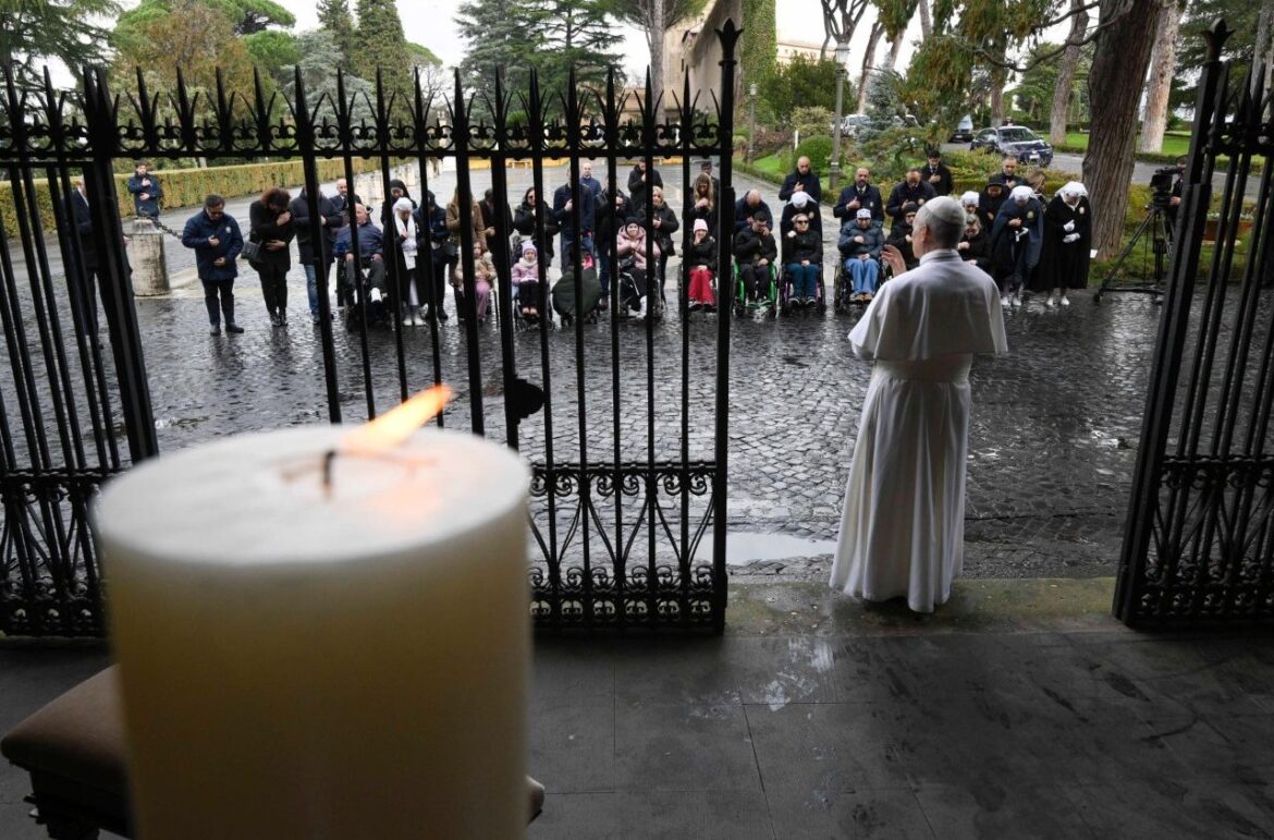 Pope Leo prays with the sick at Vatican Gardens' Lourdes Grotto