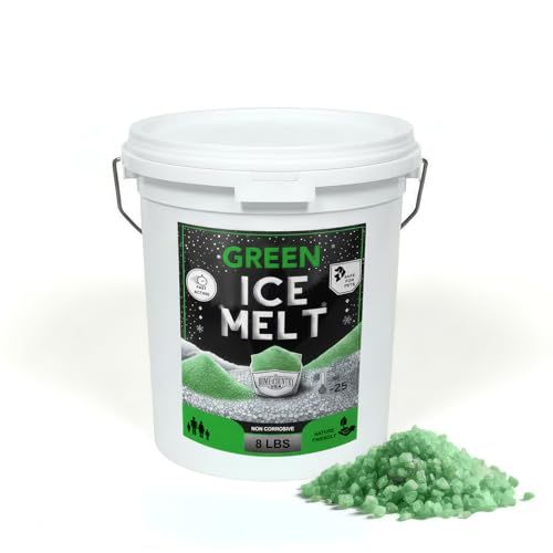 Green Ice Melt -25&deg;f Effective, Pet Safe Eco-Friendly De-Icer, Fast-Acting Granules for Driveways, Walkways &amp; Entryways, 8 Lb Pail