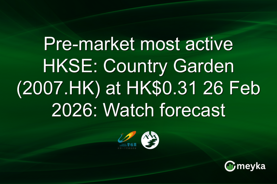 Pre-market most active HKSE: Country Garden (2007.HK) at HK$0.31 26 Feb 2026: Watch forecast Meyka Logo
