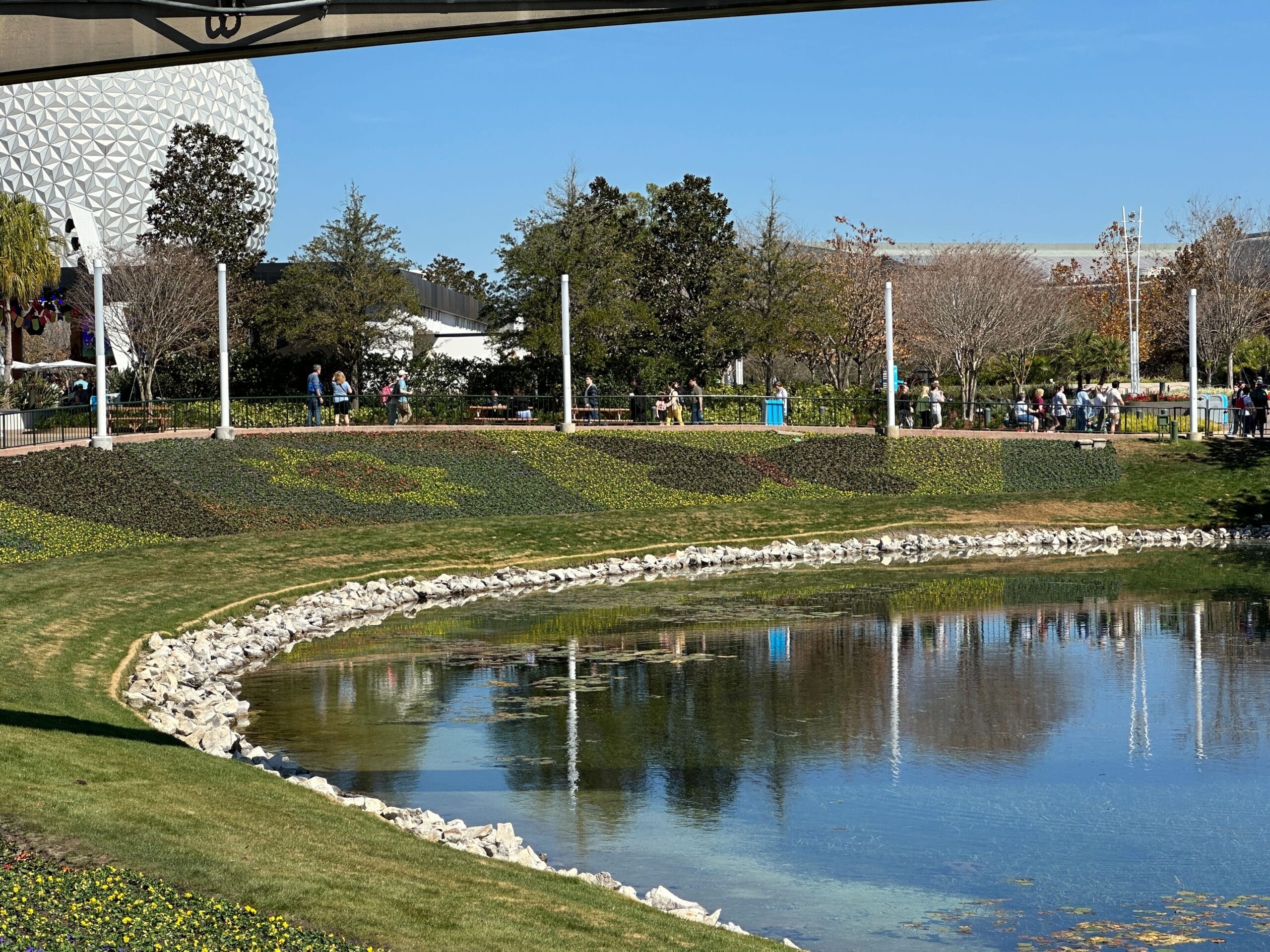 We spotted many plantings cropping up around World Discovery, including ones that form the shape of a butterfly and a flower around the pond. 