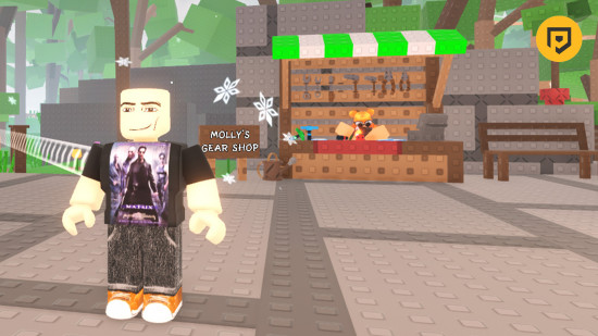 Garden Horizons gears: An image of Molly's gear shop in Roblox.
