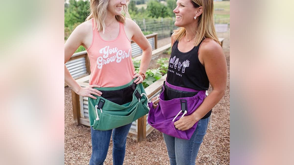 Gather fruits, veggies and herbs with your new apron.