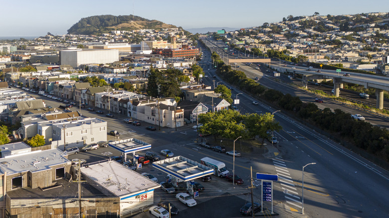 An aerial view of Bayview with hills in the distance