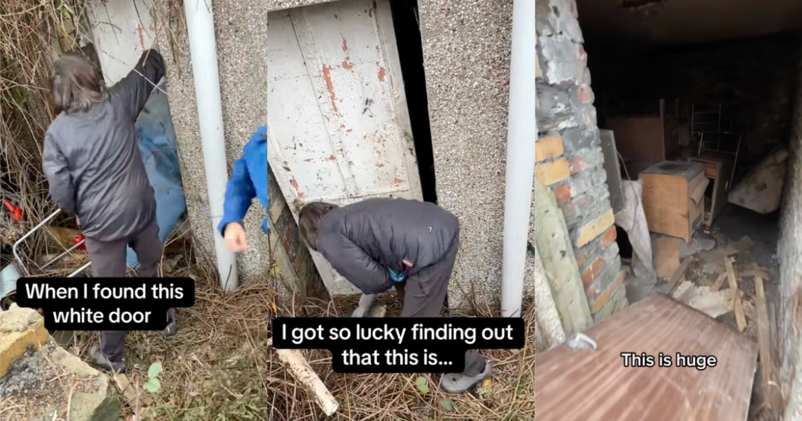 ‘We finally cleared the space around that mysterious door.’ – A New Homeowner Opened Up A Mystery Shed In Her Backyard And Got A Nice Surprise » TwistedSifter woman in her backyard
