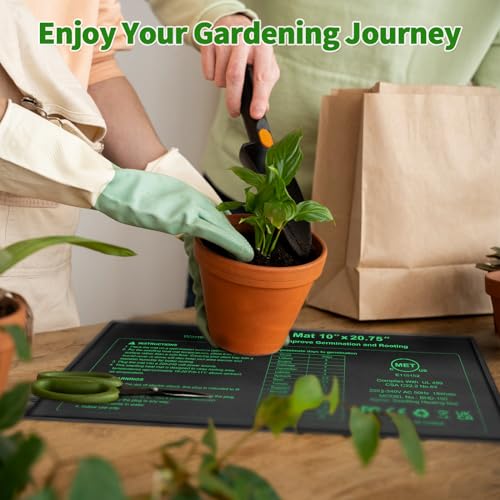 Seedling Heat Mat 10" X 20.75",waterproof Plant Hydroponic Heating Mat for Seed Starting,plant Germination and Reptile With Power-Off Protection（4 Pack）