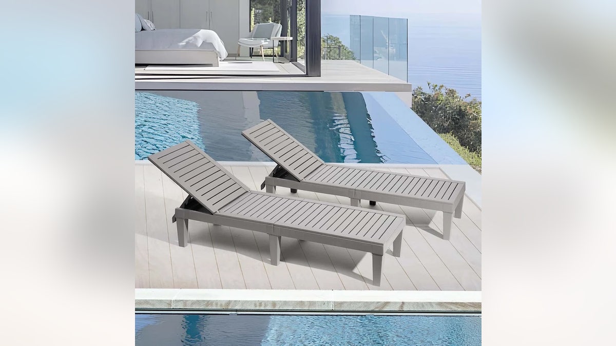 Create comfortable poolside seating with this lounge set.