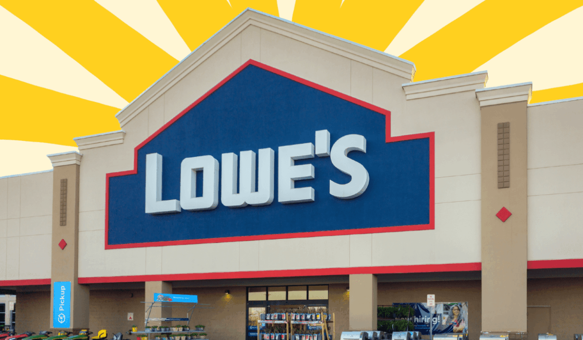 11 Best Lowe’s Sales Starting This Week — Best Life Lowe's store with a yellow background
