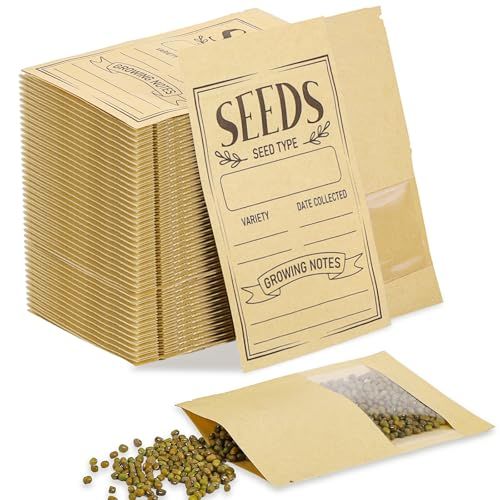 120 Pcs Seed Envelopes Packets Organizer 3.54 X 5.5 Inch Seed Storage Envelopes Resealable With Clear Window Seed Saver Bags for Flower Vegetable Seed Saving