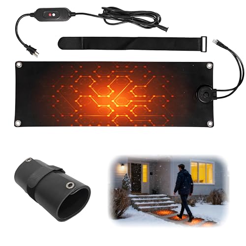 Eagwon Heated Snow Melting Mats, 10x30 in No-Slip Rubber Outdoor Mat, Ice Melt Pads for Walkways, Decks, Stairs, Doorways, Driveway, Backyards &amp; Roof Valley Ice Dam Prevention (10&rdquo; X 30")