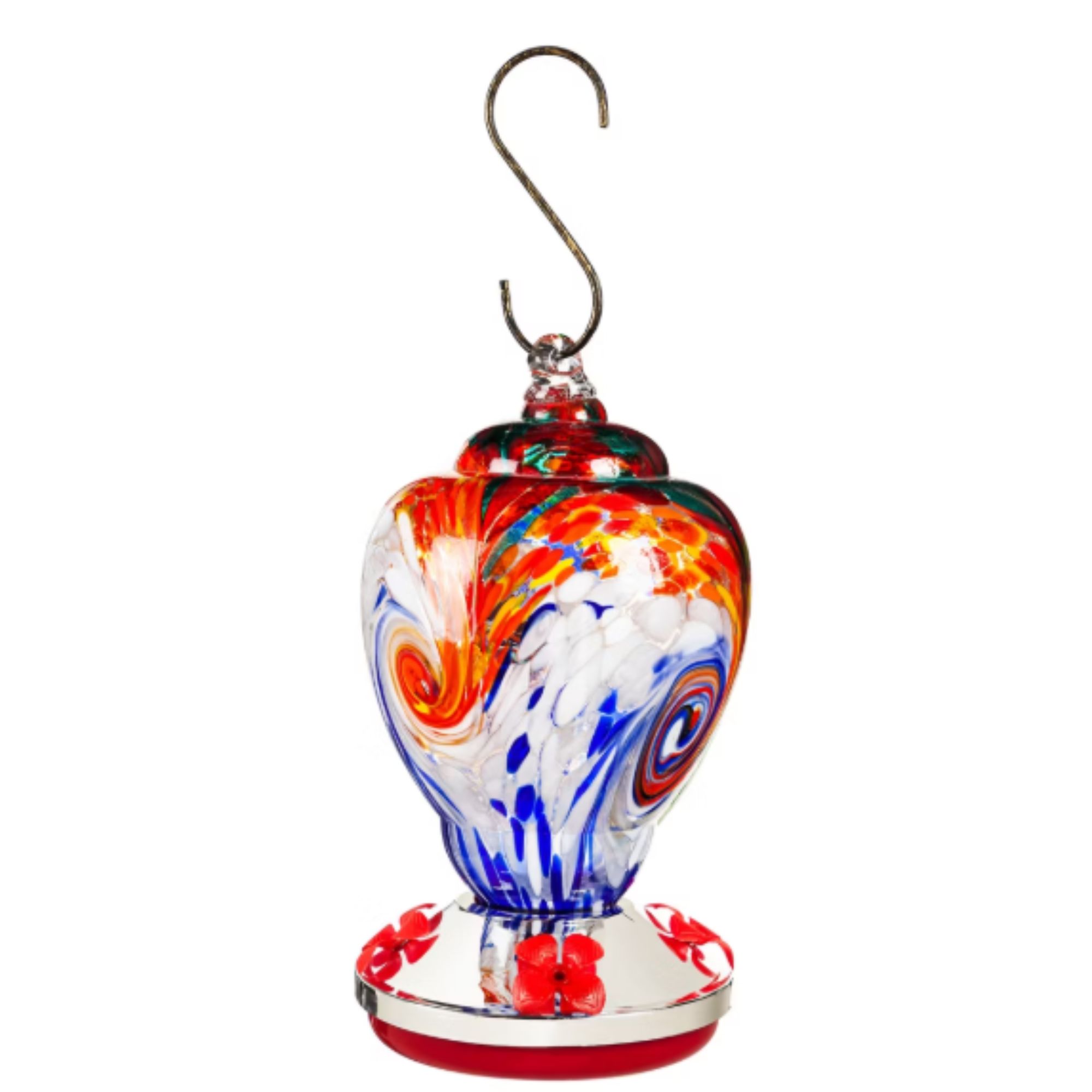 Evergreen Multi-Color Speckle Glass Hummingbird Feeder