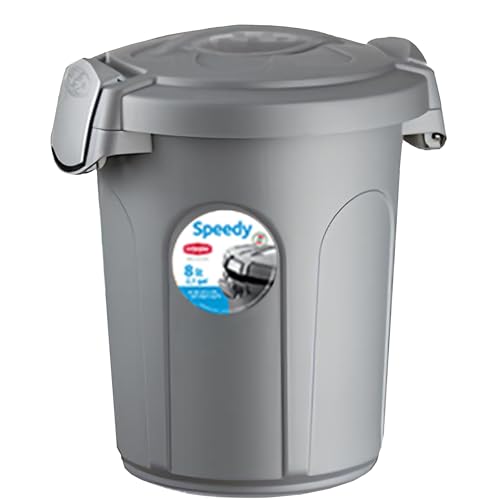 Home Centre Indoor Outdoor Clip on Locking Lid Grey 8 Litre