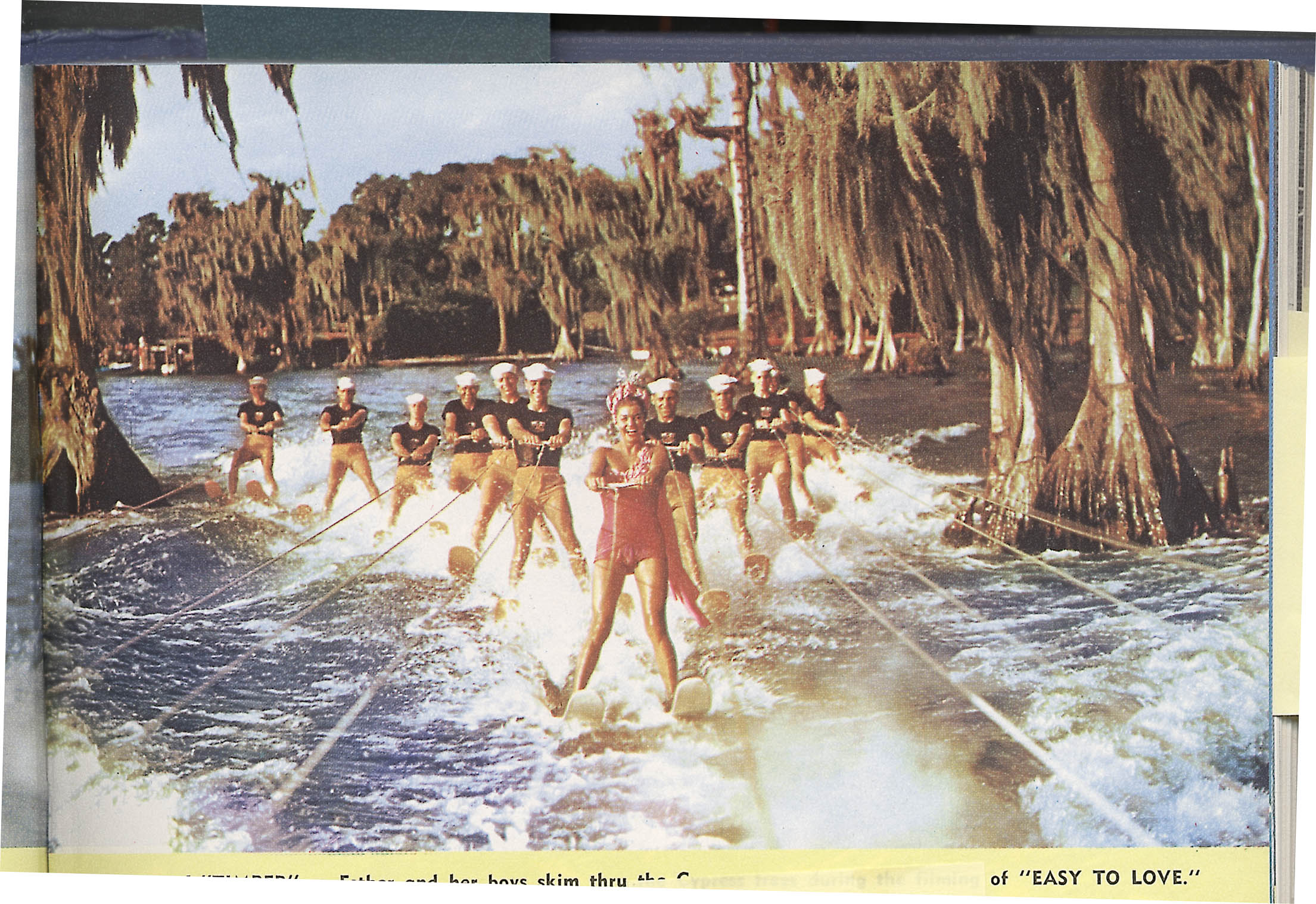 Esther and the Boys of Cypress Gardens. The aquatic queen...