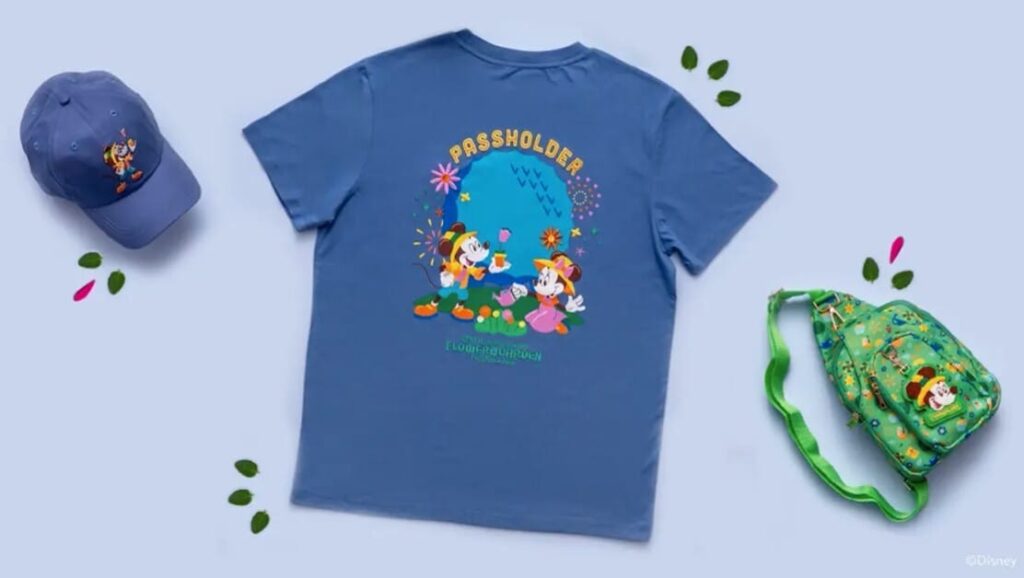Preview of 2026 EPCOT Flower & Garden Annual Passholder Merchandise Disney shared a preview of the Annual Passholder merchandise that will be available at the 2026 EPCOT Flower & Garden Festival. including a t-shirt, baseball cap, and a crossbody bag.