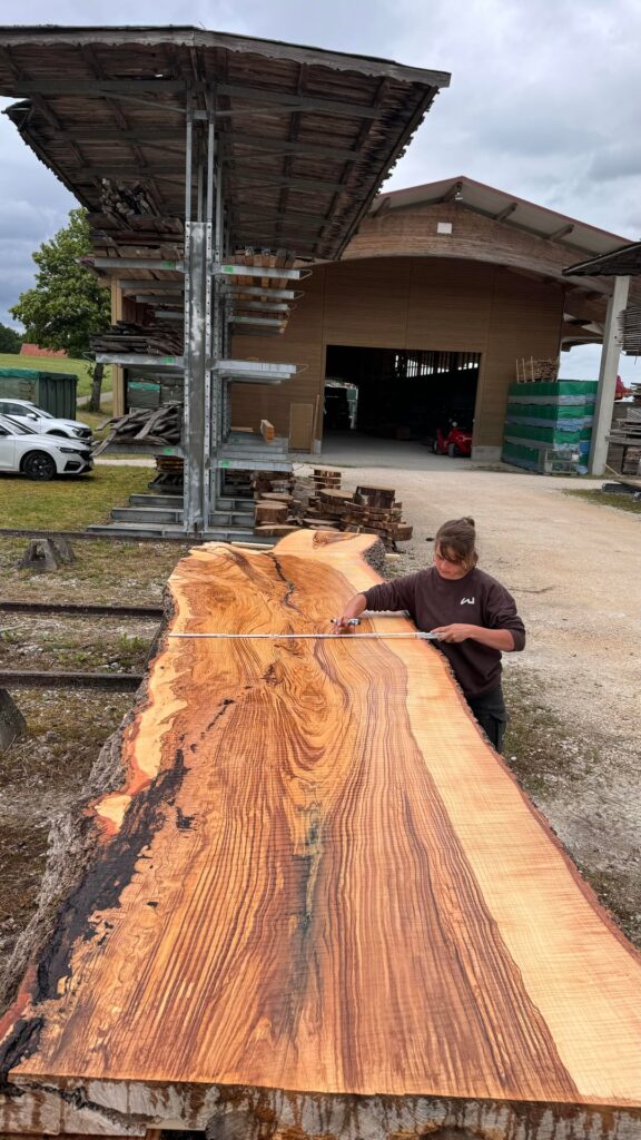 We cut a dead ash. The log had 2,8 tons and the grain was just beautiful
