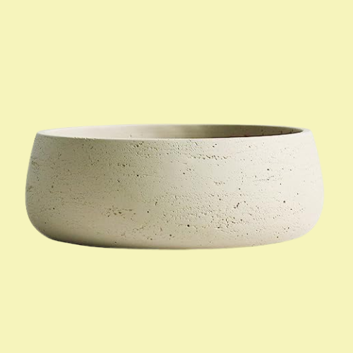 Olly & Rose Ivory Home Decor Ceramic Planter Bowl - Shallow Indoor and Outdoor Plant Pot - Decorative Flower Pot and Garden Bowl (28.5cm)